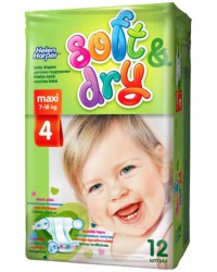 Подгузники 12 шт. Helen Harper софт энд драй макси 7-18 кг