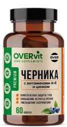 Черника + Витамин А + витамин Е + цинк OVERvit БАД 60 шт. капс.